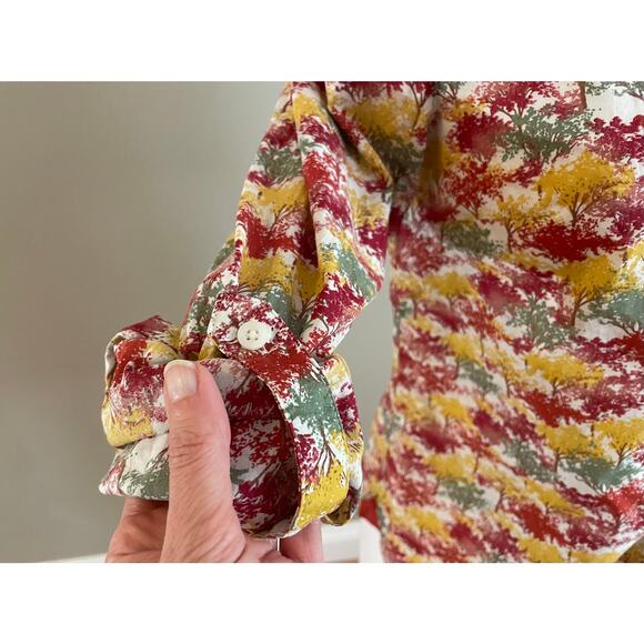 Talbots Cotton Long Sleeve Roll Tab Button Down, Fall, Trees, Autumn, Size SP - Picture 6 of 13